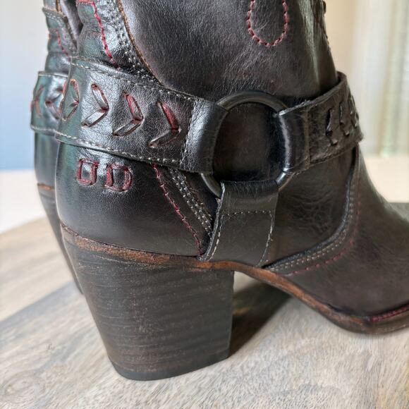 NEW Bed Stu Tania Black Rustic Crimson Ankle Boots 8.5 Women’s Handmade Mexico - Picture 7 of 14